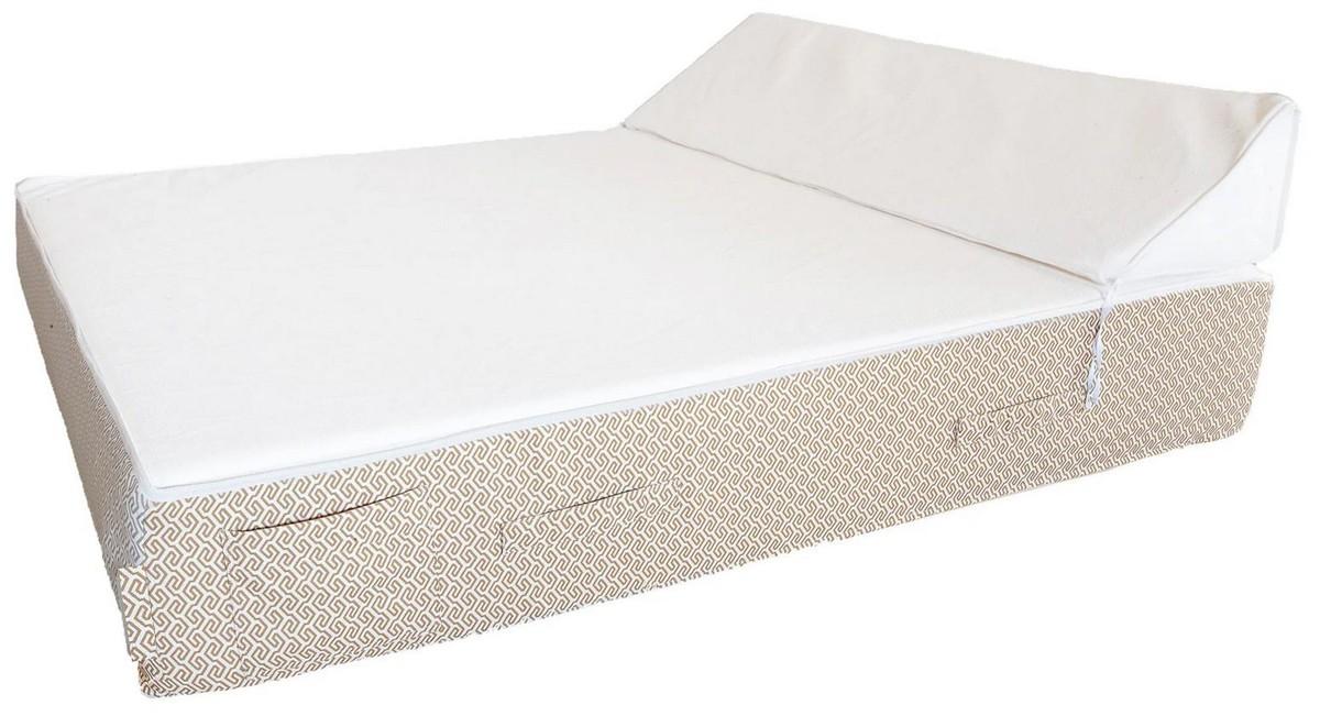 Casa Padrino Luxus Doppel Gartenliege Weiß / Beige 180 x 160 cm