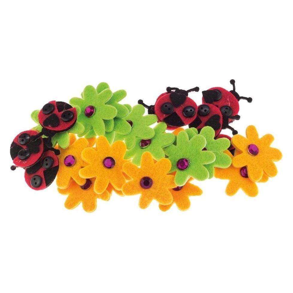 Brewis Filzaufkleber, Marienkäfer und Blumen, 28 Stück (28 Sticker) (47603873)