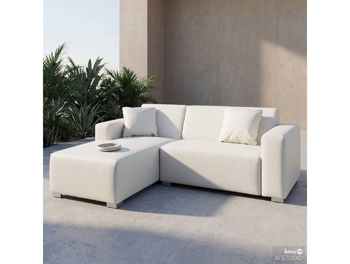 Outdoor-Ecksofa Mapos 260 x 78 x 164cm Weiß/Creme