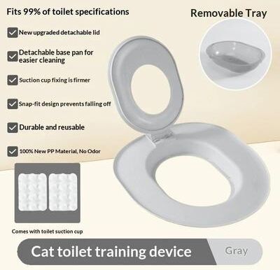 Uplifted Finds Reusable Plastic Cat Toilet Training Kit gray