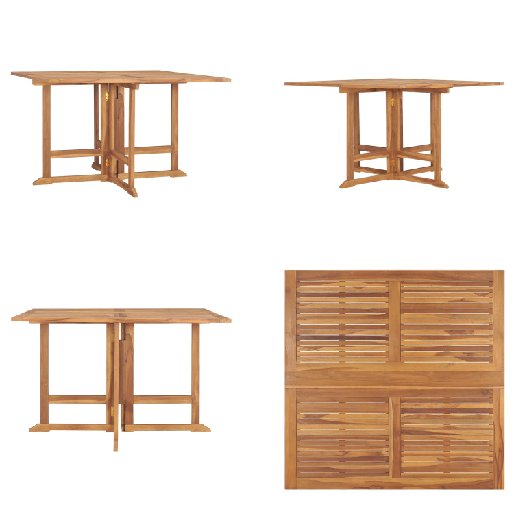 vidaXL Garten Esstisch Klappbar 110x110x75 cm Massivholz Teak - Garten-Esstisch - Garten-Esstische - Holz-Garten-Esstisch - Massivholz-Garten-Esstisch
