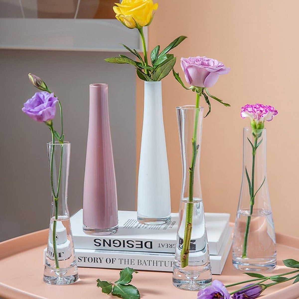 Merkloze handgemaakte bloemknop vaas van geblazen glas voor decoratie thuis en op kantoor