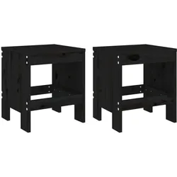 vidaXL Gartenhocker 2 Stk. Schwarz 40x36x45 cm Massivholz Kiefer