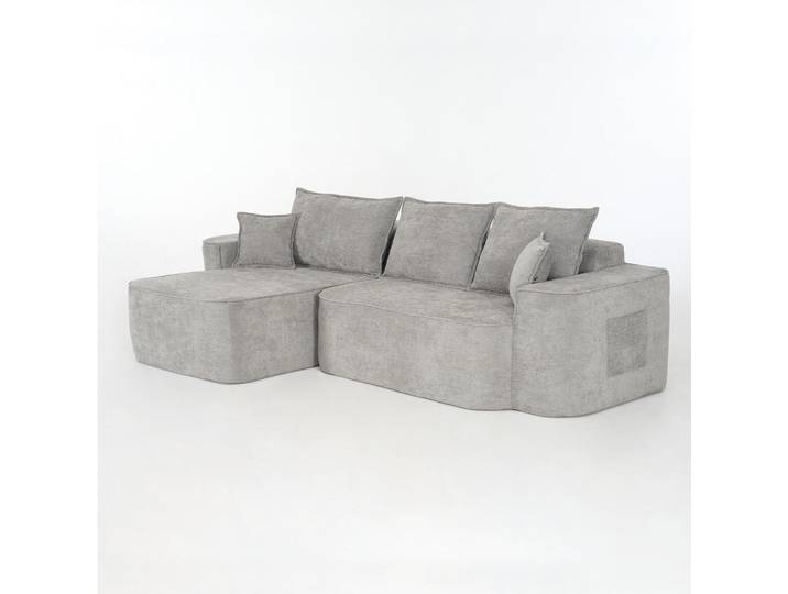 Modfu Ecksofa aus Chenille in Grau mit modularem Design, 144x65x262 cm, Wohnzimmer, Sofas & Couches, Wohnlandschaften, Wohnlandschaften in U-Form