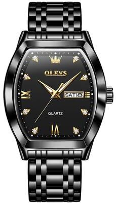 Everyday Crate OLEVS 5528 Business Quartz Watch For Men Dual Calendar Waterproof Milanese Mesh Dress Watch black