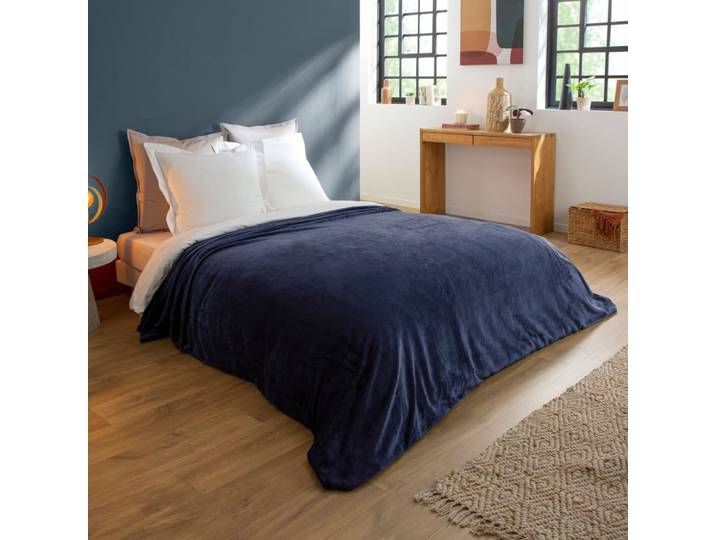 Couverture polaire extra douce coloris bleu 220x240 cm