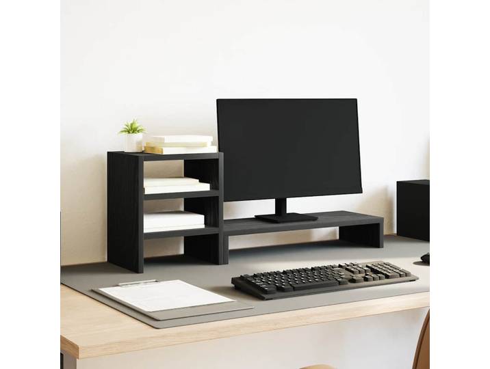 vidaXL Monitorständer mit Schreibtisch-Organizer Schwarz Eichen-Optik