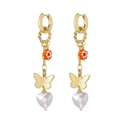 Paar Ohrhänger ADELIA´S "LIVAYA", Damen, Gr. Damen, gold (goldfarben), Ohrringe, Trendig gestaltete Modeschmuck-Ohrhänger mit detailreichen Anhängern