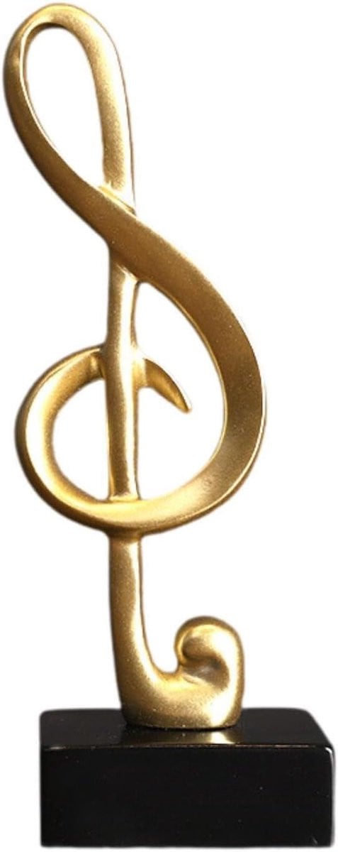 Muzieknoot Sculptuur Decoratief Beeldje Zwart - Hoogte: 18 cm