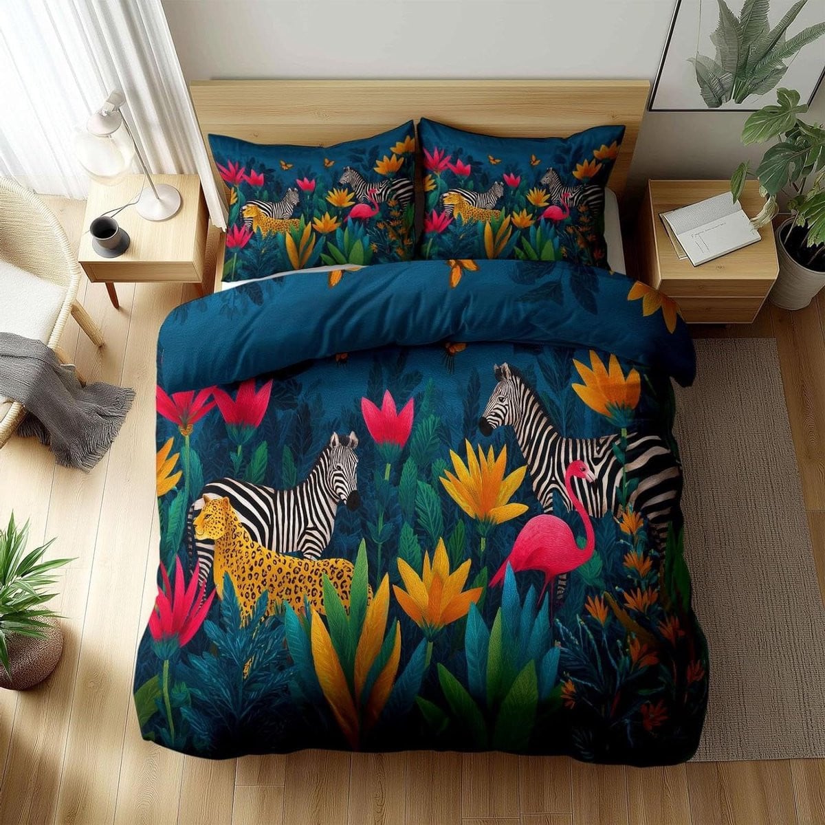 Omkeerbaar Dekbedovertrek Set Donkerblauw 200 x 220 cm