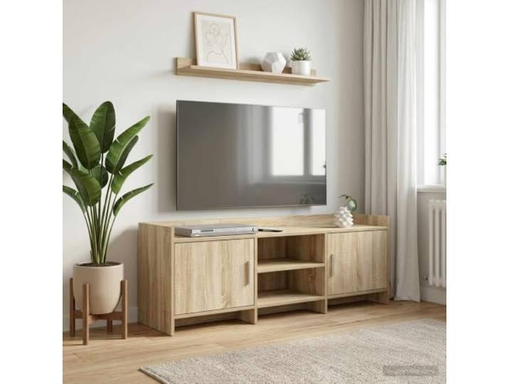 GKMBCVDFR TV-Schrank 130 x 33 x 47 cm Sonoma-Eiche Holzwerkstoff Sonoma-Eiche, Holzwerkstoff, Metallgriffe, Regale, pflegeleicht