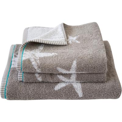 Handtuch DYCKHOFF "Maritim, Starfish", grau (kiesel), B:50cm L:100cm, Frottier, Obermaterial: 100% Baumwolle, Handtücher