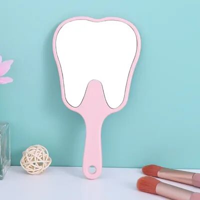 Fusion Finds Cute Tooth Shaped Handheld Makeup Mirror Portable High Definition Vanity Mirror With Handle pink