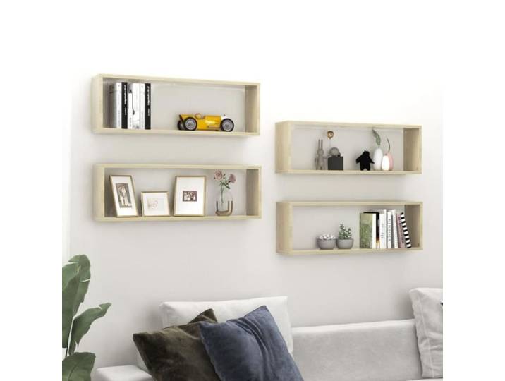 Étagères cube murales 4 pcs Chêne sonoma 80x15x26 5cm Aggloméré