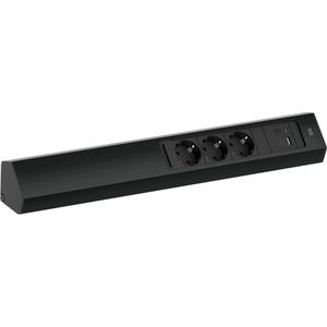 Bachmann Tischsteckdose Casia 2, mit 2,0 m Schuko Kabel, schwarz, 3-fach, USB-A & USB-C