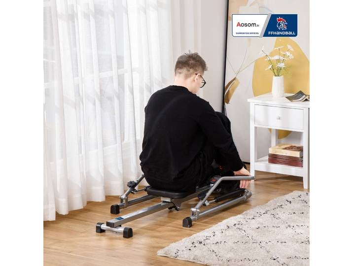 Aosom Rameur Pliable Acier 3 Niveaux Résistance Écran