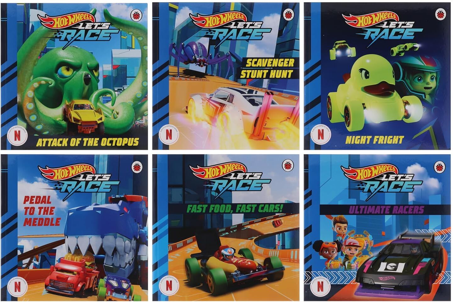 Ladybird Hot Wheels: Let's Race 6 Picture Storybooks Collection Set by Eric Geron - Paperback - Ages 3-7 - Ultimate Racers, Pedal To The Meddle & More