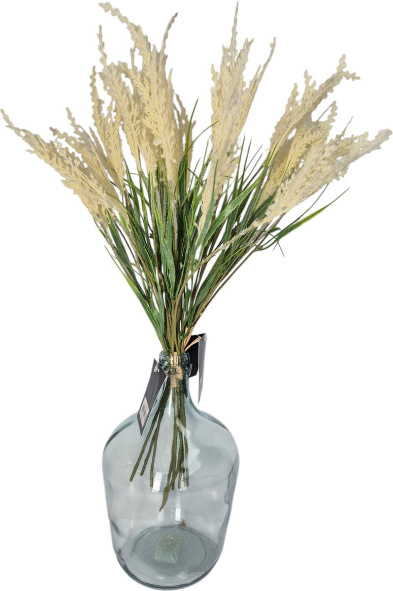 Bellatio Design Pluimgras decoratie kunst pluimen, 2x stengels, cream, Hoogte: 62 cm