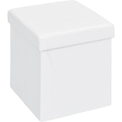 Faltbox INTER LINK "Setti, Sitzhocker, Faltbare Sitzbox 100% PU weiß, Stauraumhocker", weiß, Kunststoff, MDF, Aufbewahrungsboxen, Zusammenklappbar, Stauraum & Sitzfunktion, BxTxH: 38 x 38 x 38 cm