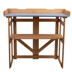 Pflanztisch Gartenarbeitstisch Pflanzentisch Holz, Klappbar Ablagefach, Grill Arbeitstisch Kiefernholz braun, HxLxB 94x86x43 cm