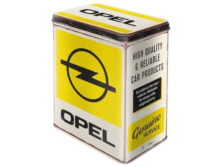 Nostalgic-Art Retro voorraadblik L, 3 l, Opel – Service – Cadeau idee voor Opel fans, Official License Product (OLP), grote koffiedoos van blik, vintage design