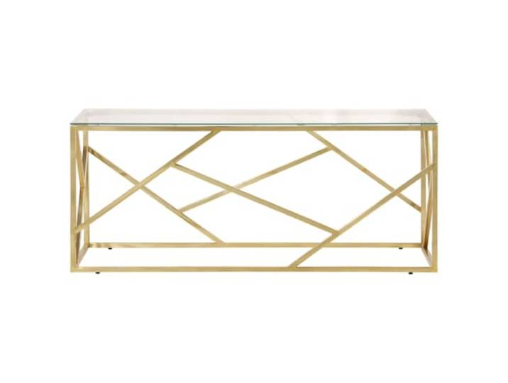 Couchtisch Gold 110 x 45 x 45 cm Edelstahl gehärtetes Glas Transparente Glasplatte, stabile Struktur, leicht zu reinigen, modernes Design, Montage erforderlich