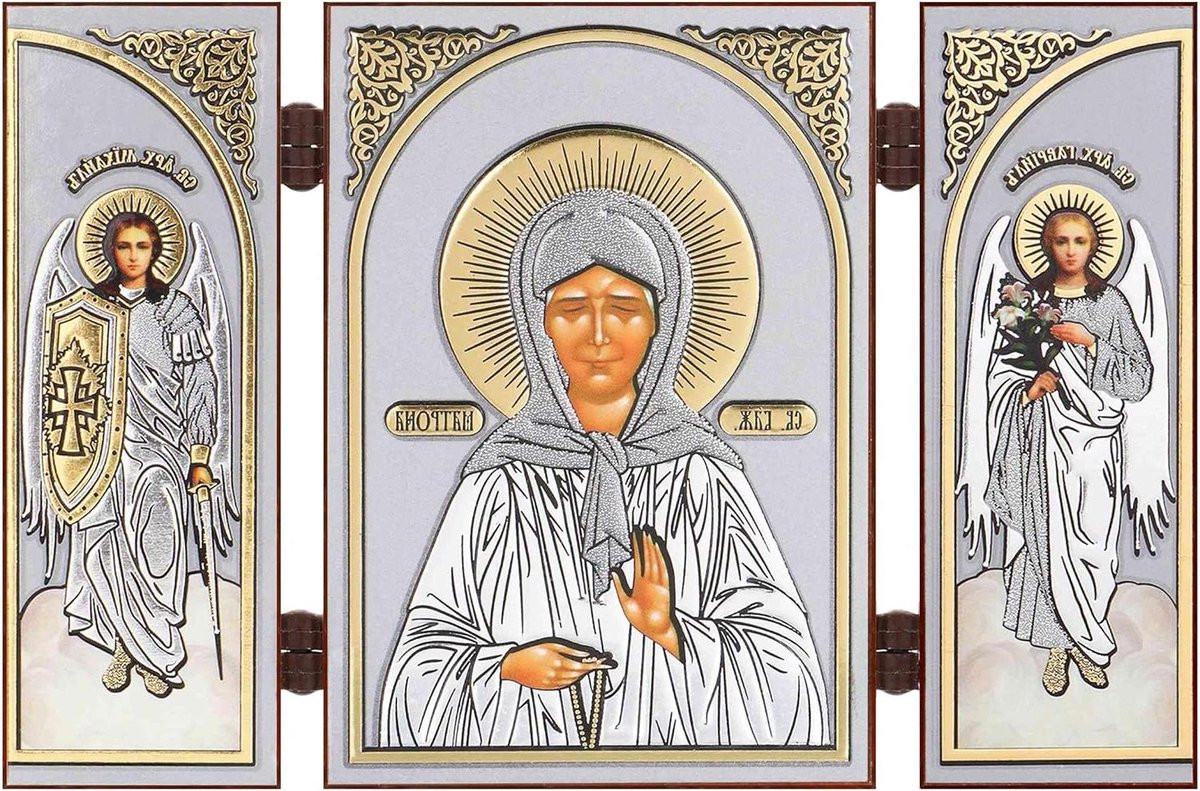 Icon Triptych Luxe Relief Houten Thuis Decoratie Goudkleurig 13 x 8 cm