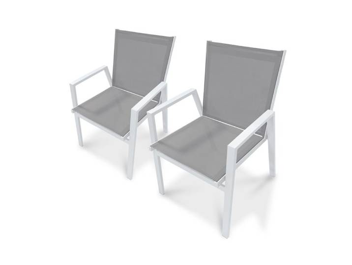 Lot de 2 fauteuils de jardin empilables en aluminium - Blanc - FLORIDE