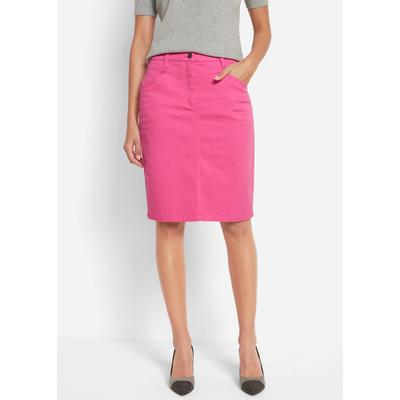 Jeansrock BONPRIX "Jeansrock, Stretch", Damen, Gr. 52, rosa (flamingopink), Denim/Jeans, Obermaterial: 97% Baumwolle, 3% Elasthan, unifarben, körpernah kniefrei, Röcke Jeansrock, aus elastischem Material, körpernahe Passform, unifarben