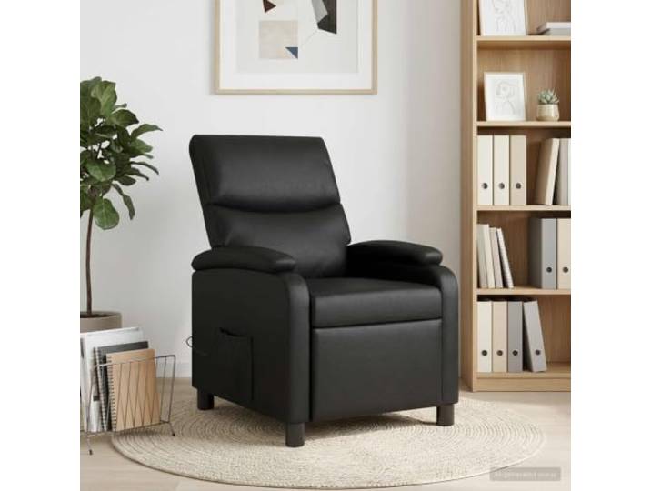 Massage Relaxsessel Schwarz Kunstleder Neigbar 115°-160°,Metall-und Holzwerkstoffrahmen,leicht zu reinigen,minimalistisches Design