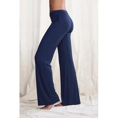 Jazzpants LASCANA, Damen, Gr. 52/54, N-Gr, blau (marine), Single Jersey, Obermaterial: 93% Polyester, 7% Elasthan, unifarben, Basic, lang, Hosen, mit Umschlagbund zum Raffen