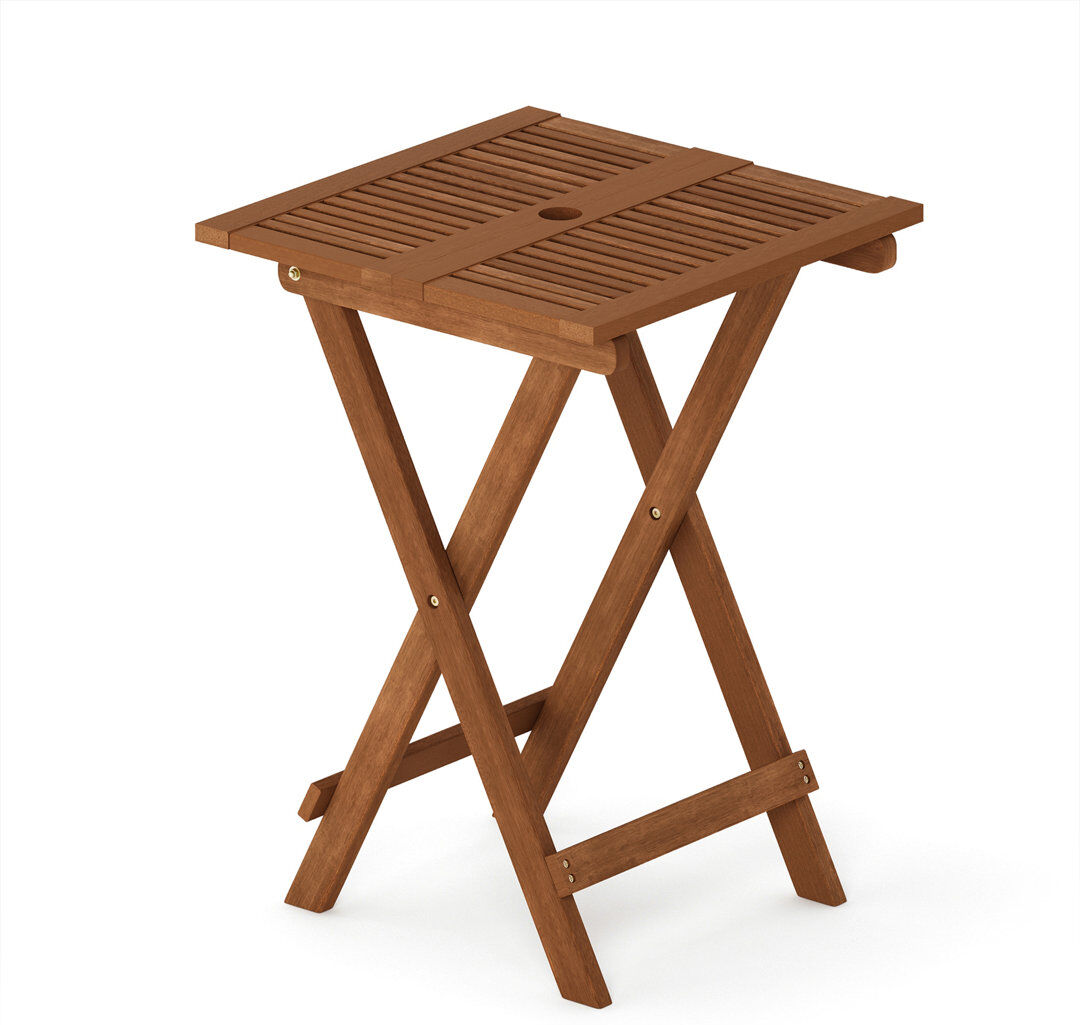 George Oliver Square Solid Wood Outdoor with Umbrella Hole Bistro Table - 51.1 cm W 51.1 cm D Natural
