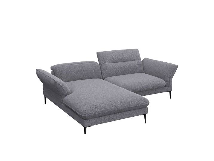 Ecksofa, 100% Polyester, Grau (Steel), 245×182 cm, Relaxsofa mit Recamiere, Skandinavisch, FLEXLUX