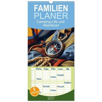 Familienplaner 2027 - Camping-Life und Abenteuer mit 5 Spalten (Wandkalender, 21 x 45 cm) CALVENDO
