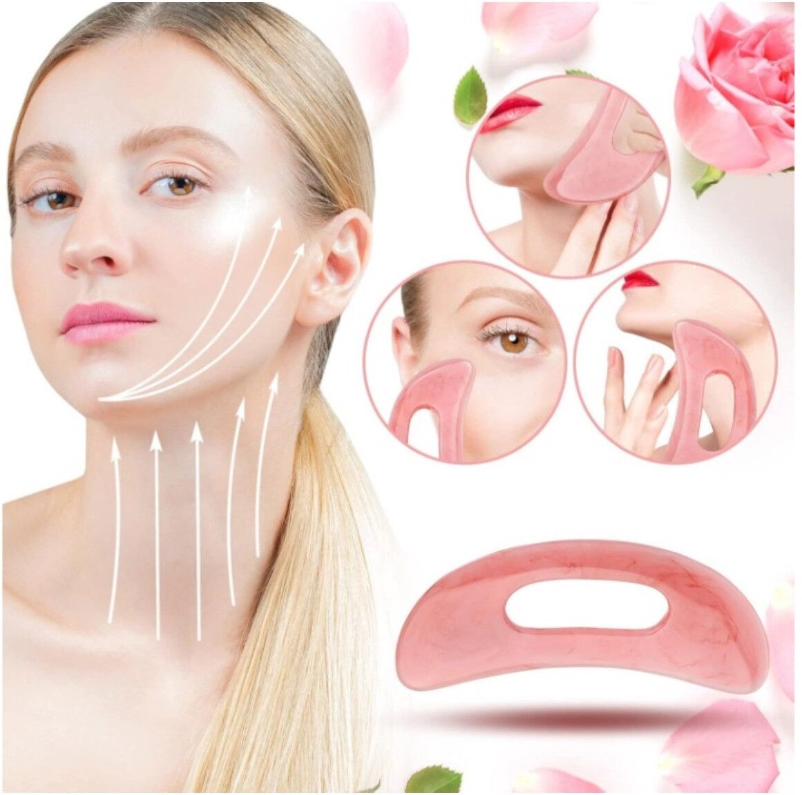 INF 2-teiliges Gua-Sha-Schaber-Set aus Harz für Gesichts- und Körpermassage, Pink