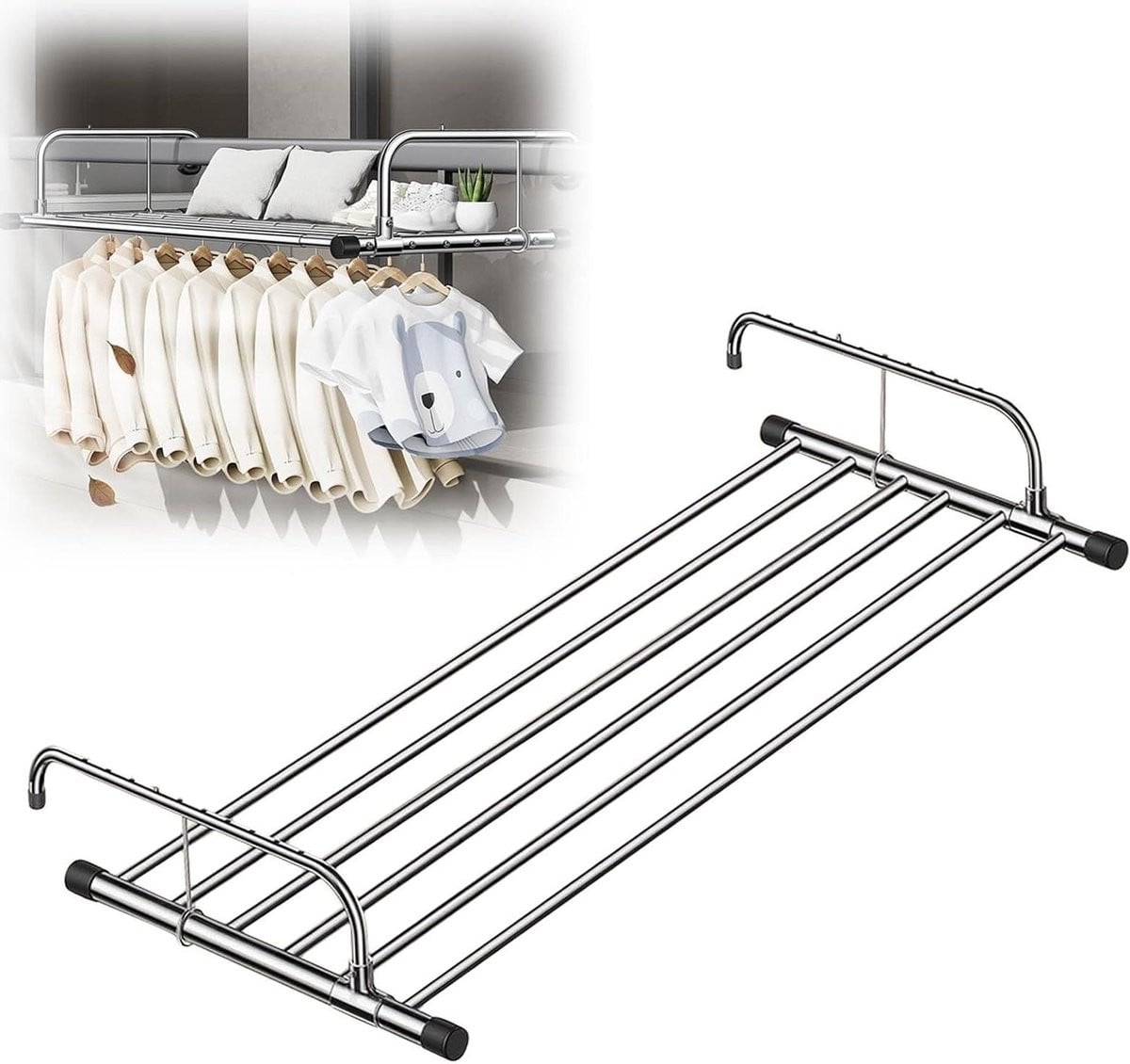 Radiator Wasrek Zilver - Uitschuibaar Droogrek voor Kleding - 60-158 cm