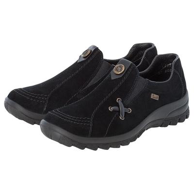 Slipper RIEKER, Damen, Gr. 37, schwarz, Leder, Schuhe Slipper, Schlupfschuh, Halbschuh, Sneaker mit Tex-Membran