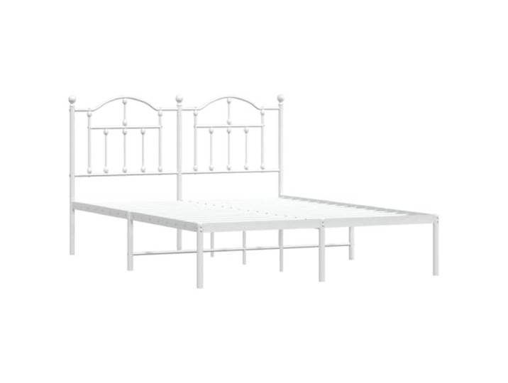 KTHLBRH Bettgestell aus Metall, weiß, 150 x 200 cm Bettgestell aus Stahl, Latten im Lieferumfang enthalten, Stauraum, funktionales Kopfteil