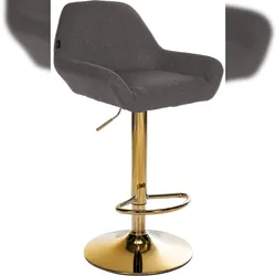 Décoshop26 - Barhocker x1 mit Fußstütze und niedriger Rückenlehne modernes Design dunkelgrauer Stoffsitz goldfarbenes 10_0006148