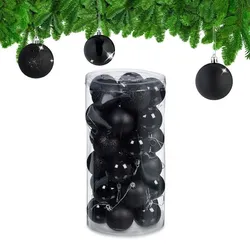 Relaxdays Weihnachtskugeln im 30er Set Schwarz,Silber