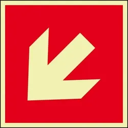 Schild I PERMALIGHT power langnachleuchtend Brandschutzschild Richtung diagonal, Aluminium, 200x200mm, ASR A1.3