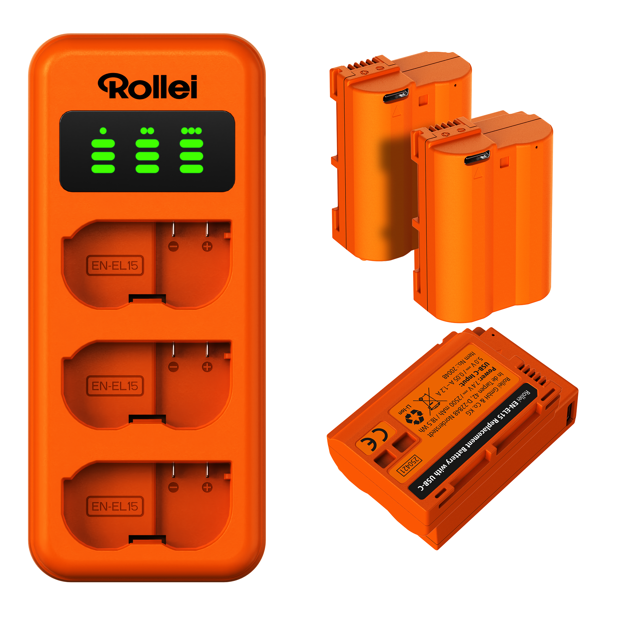 Rollei Ladegerät-Set | 3er Pack Kamera-Akkus & Ladegerät 20080