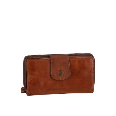 Geldbörse HARBOUR 2ND "Linn", Damen, braun (cognac), Leder, Kleinlederwaren, Unisex Geldbeute, Portemonnaie mit RFID-Technologie