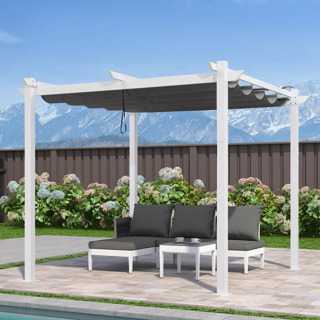 Blue Elephant 3m x 3m Aluminium Pergola Grey 245.1cm H X 299.7cm W X 299.7cm D