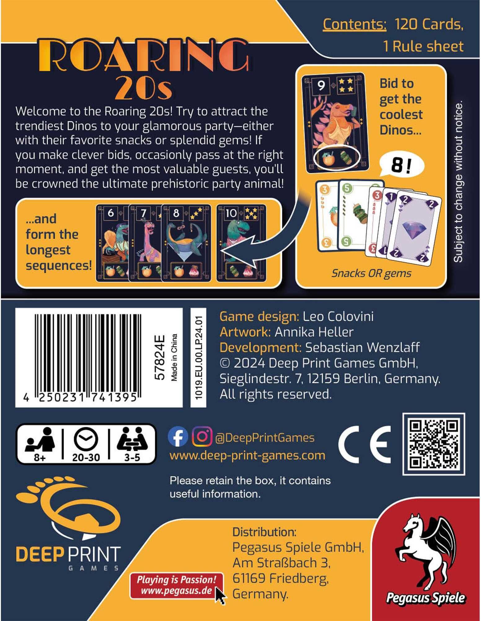 Roaring 20s - Bidding Game for Family and Casual Tabletop Gaming, Ages 8+, by Pegasus Spiele