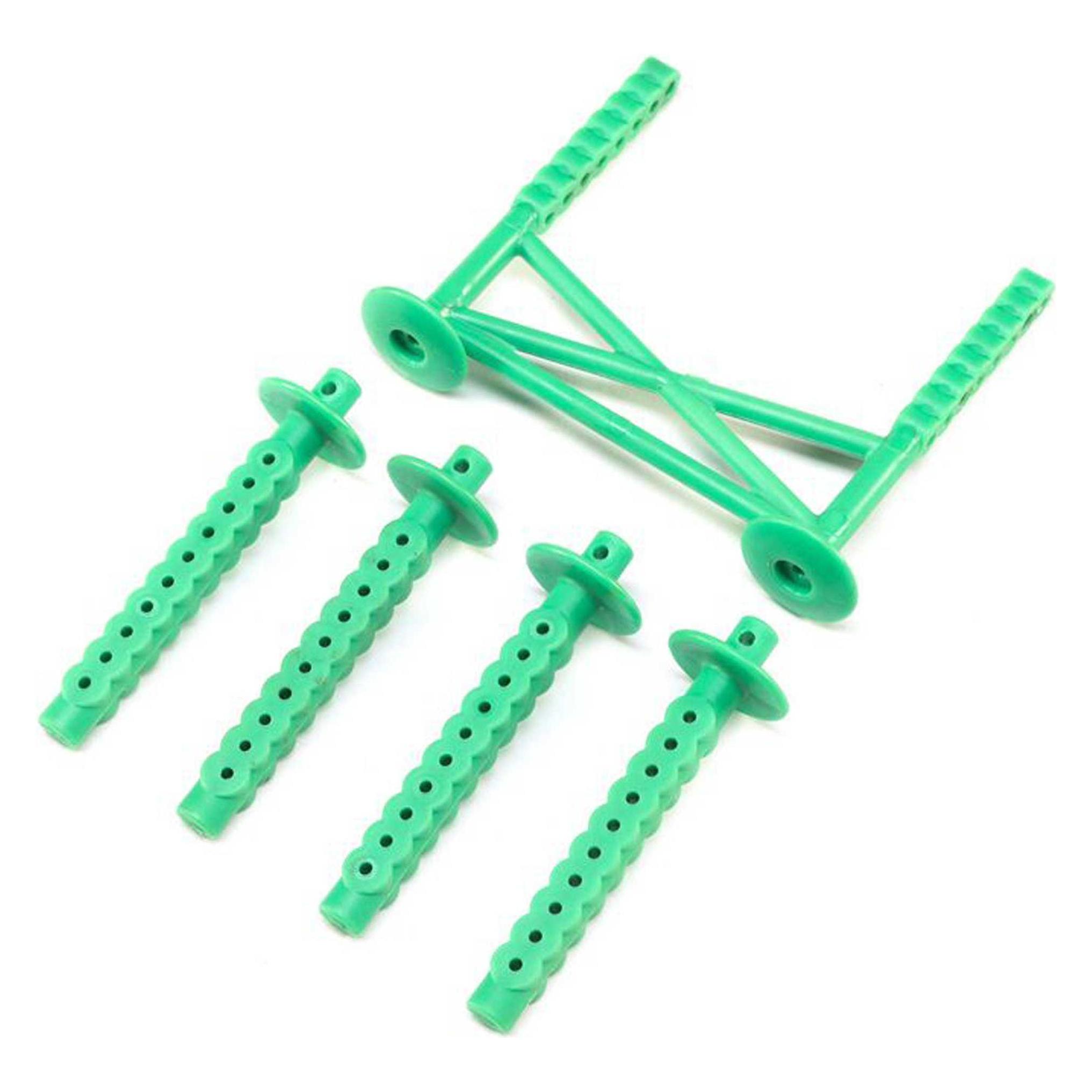 Losi rear body support and body posts, green: lmt (LOS241045)