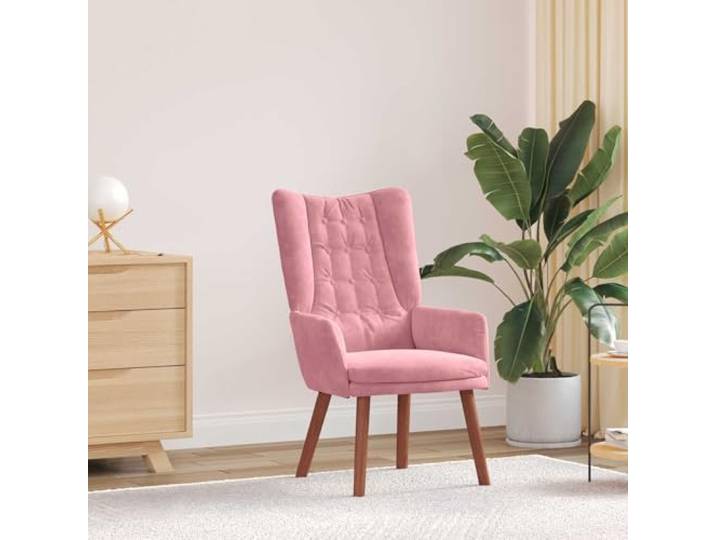 Sessel, Velours, Rosa, modern, 63 x 67 x 94 cm, Holz, Gummi, bequem Dicke Armlehnen, schlichter Stil, Einzelstück, täglicher Gebrauch, Winterwärme, stabiler Sitz, vielseitiges Design
