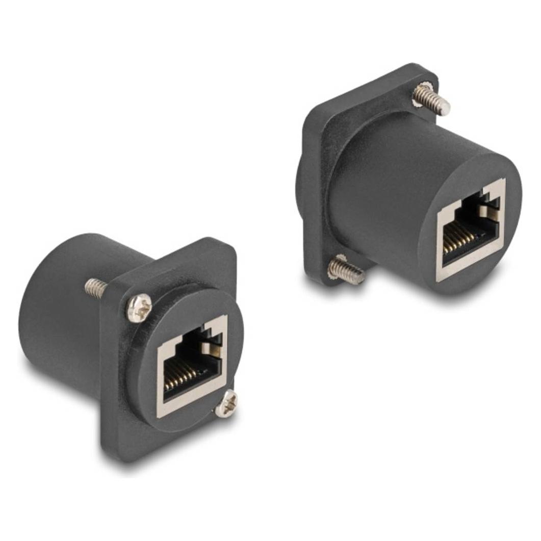 Delock D-Typ Modul RJ45 Buchse zu Buchse mit Schrauben schwarz (88106)