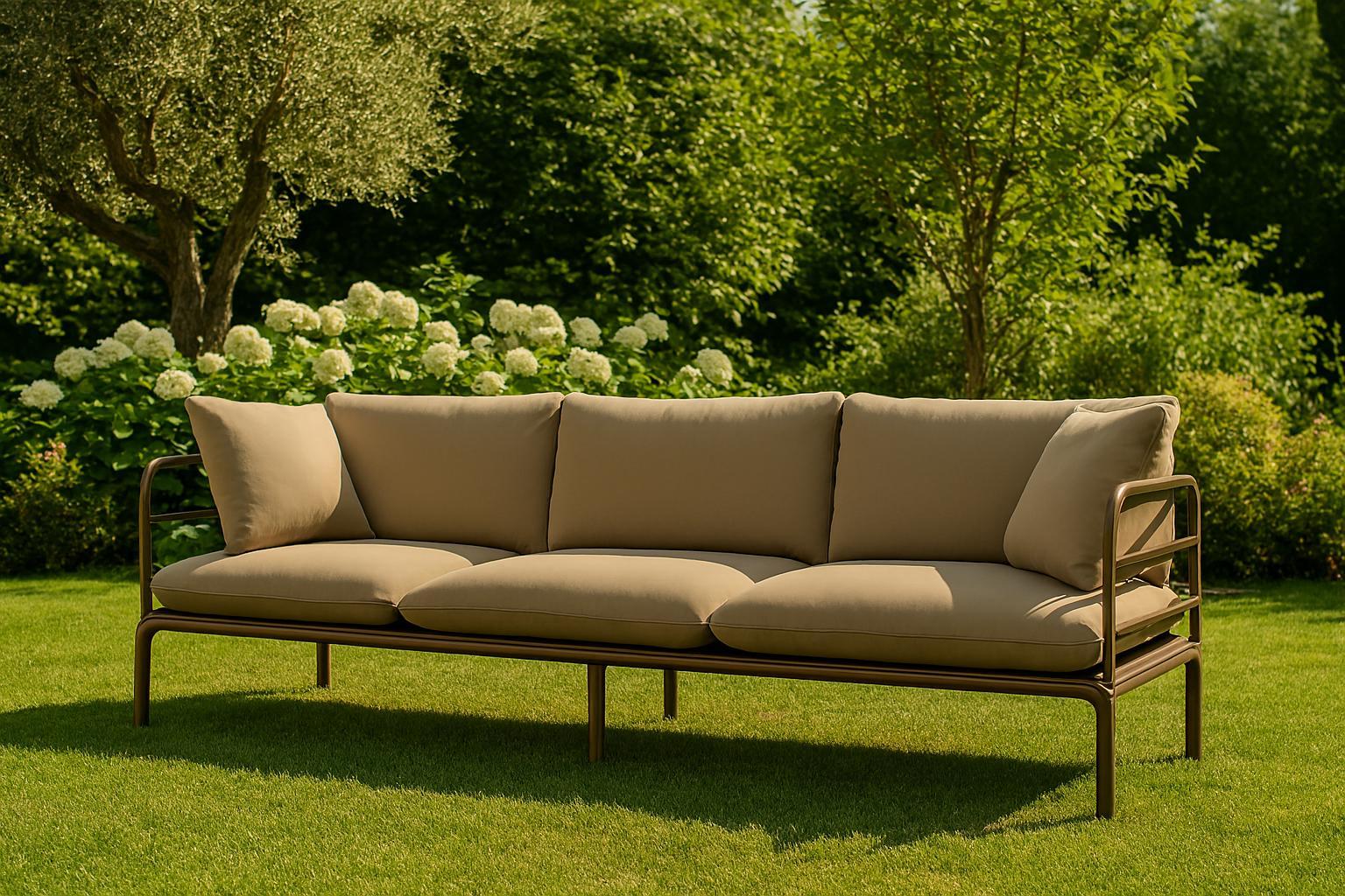 Garten-Sofa Wenecja 3 Sitzer beige Eleganz und moderne Leichtigkeit auf der Terrasse und im Garten