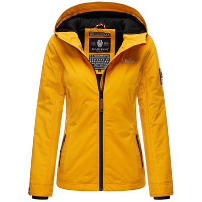 Outdoorjacke MARIKOO "Brombeere", Damen, Gr. XS (34), gelb, Obermaterial: 100% Polyester, Innenseite: 100% Polyester, Jacken Outdoorjacke, Sportliche Übergangsjacke mit Kapuze und schützendem Kragen